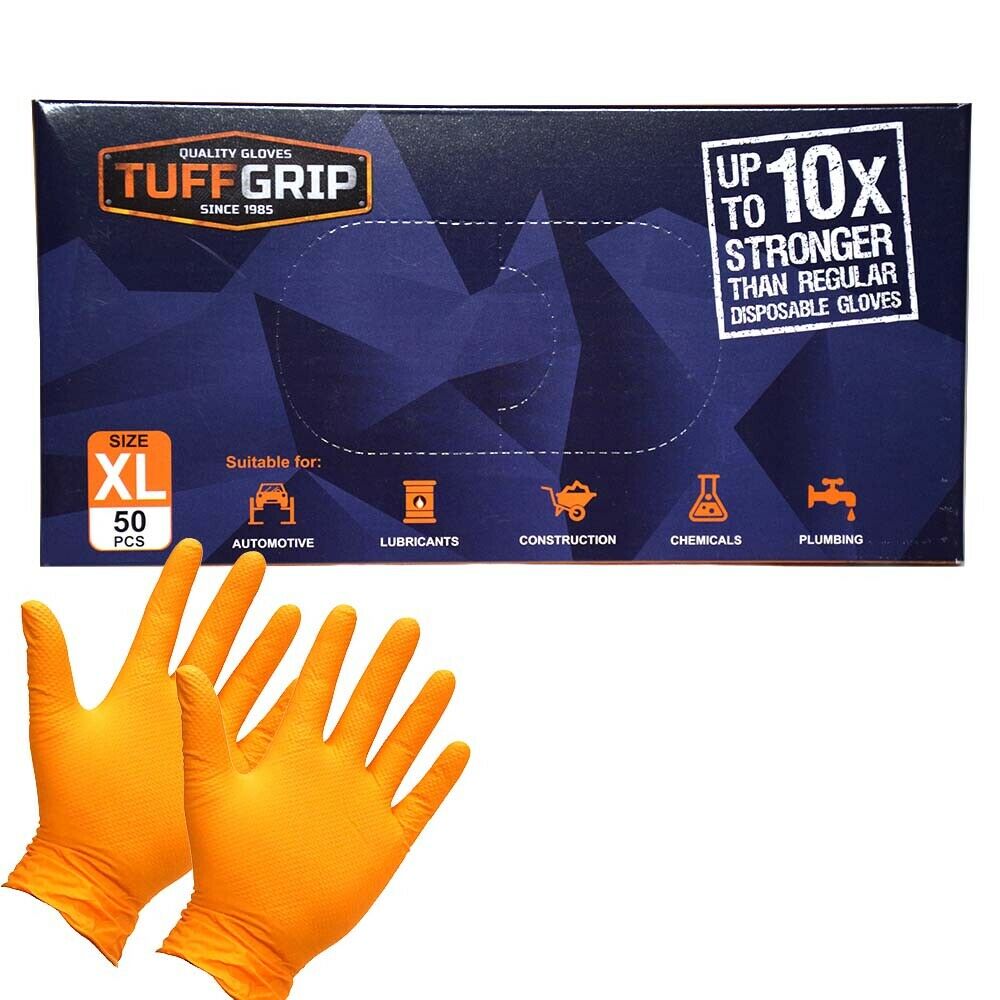 Powder Free Tuff Grip Latex Gloves 50 TUFFGRIP TG140 ORANGE