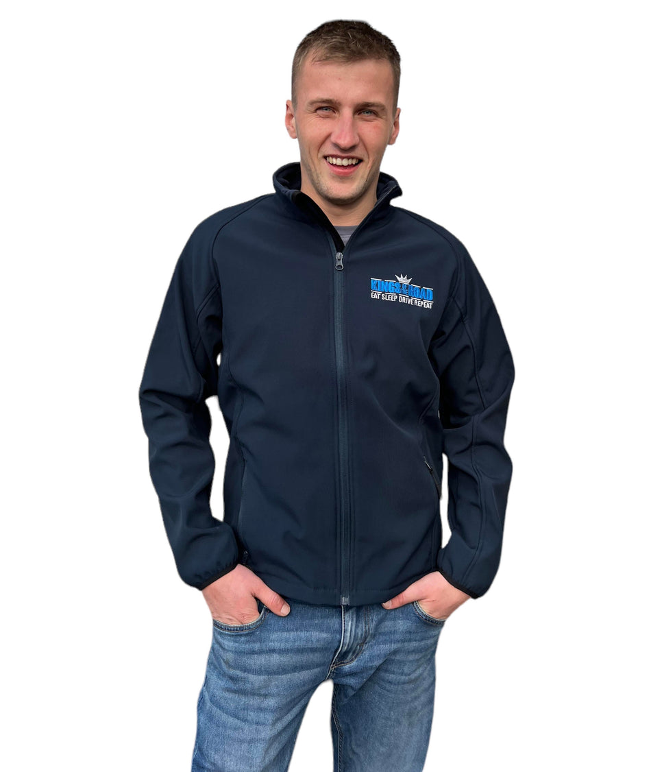 Marineblaue Jacke für Erwachsene mit blauem gesticktem Logo