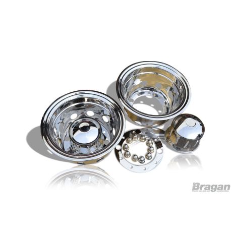 22.5" Universal Rear Wheel Sleeves 295/80 + Cones + 33mm Nut Covers