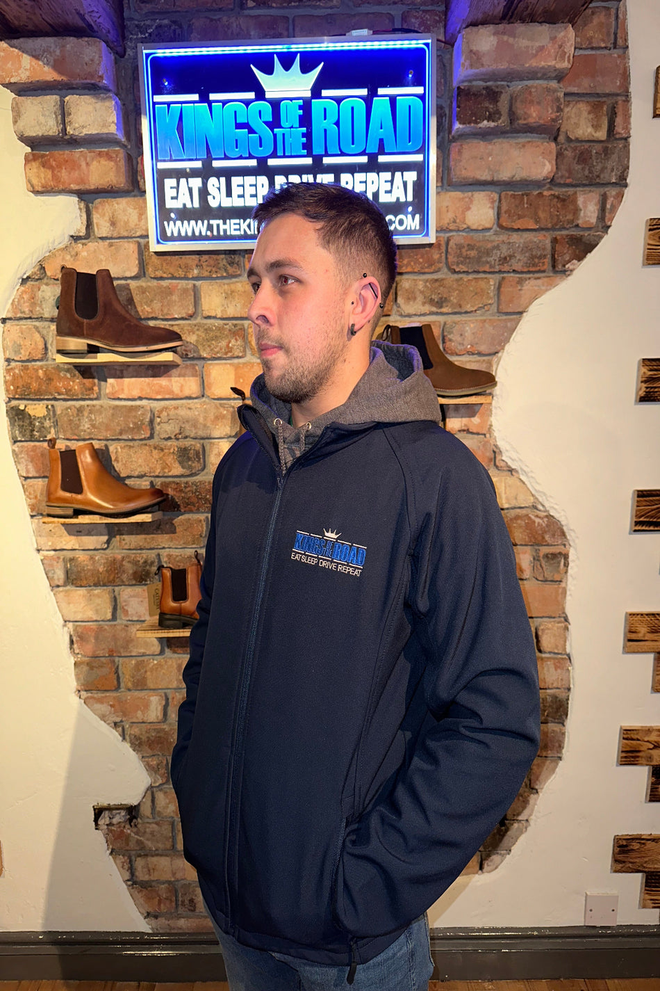 Adults Navy Jacket with Blue Embroidered Logo