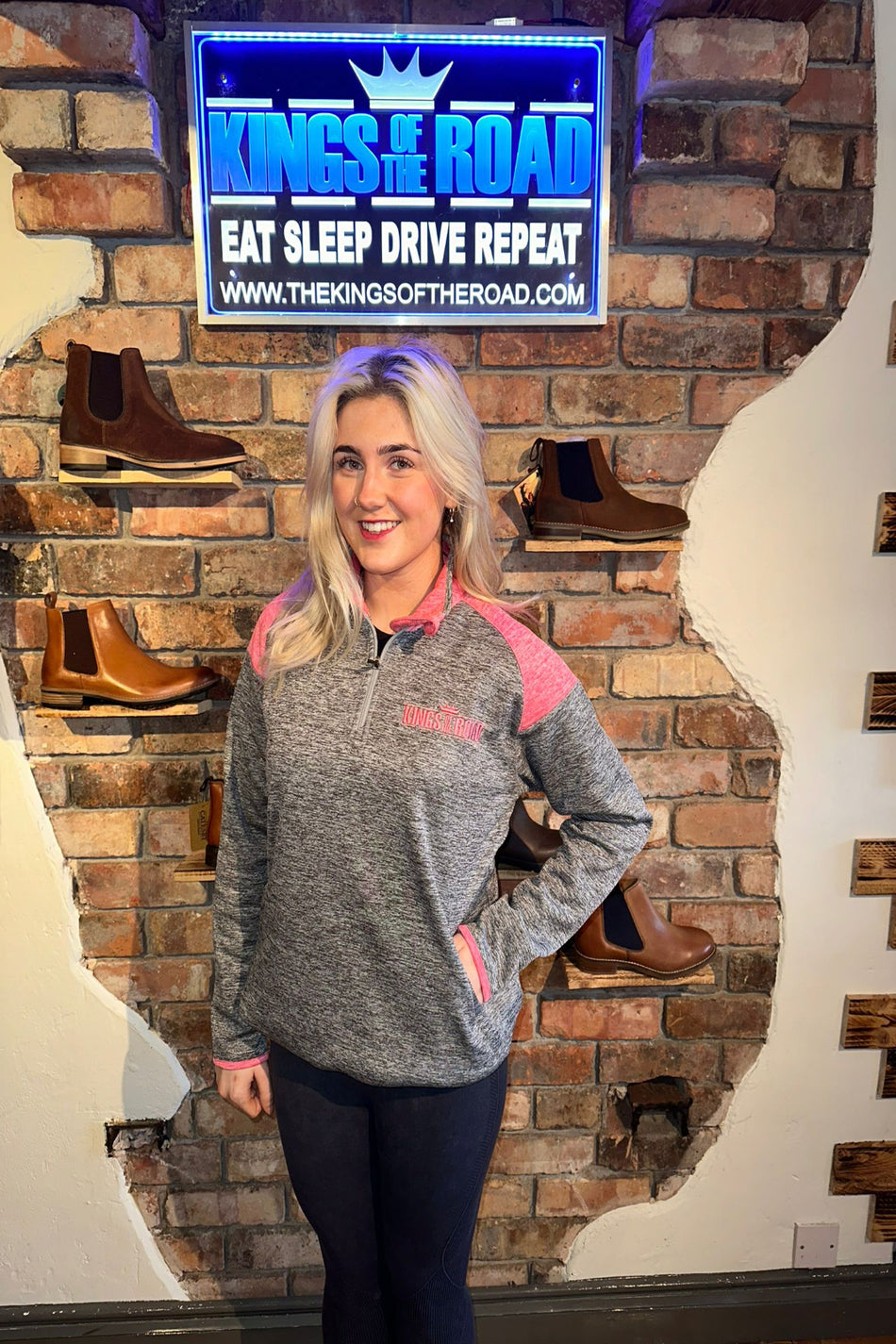 Official "Kings of the Road" Grey & Pink Quarter Zip