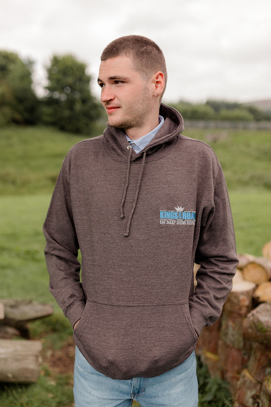 Grey Hoodie Blue Kings Logo