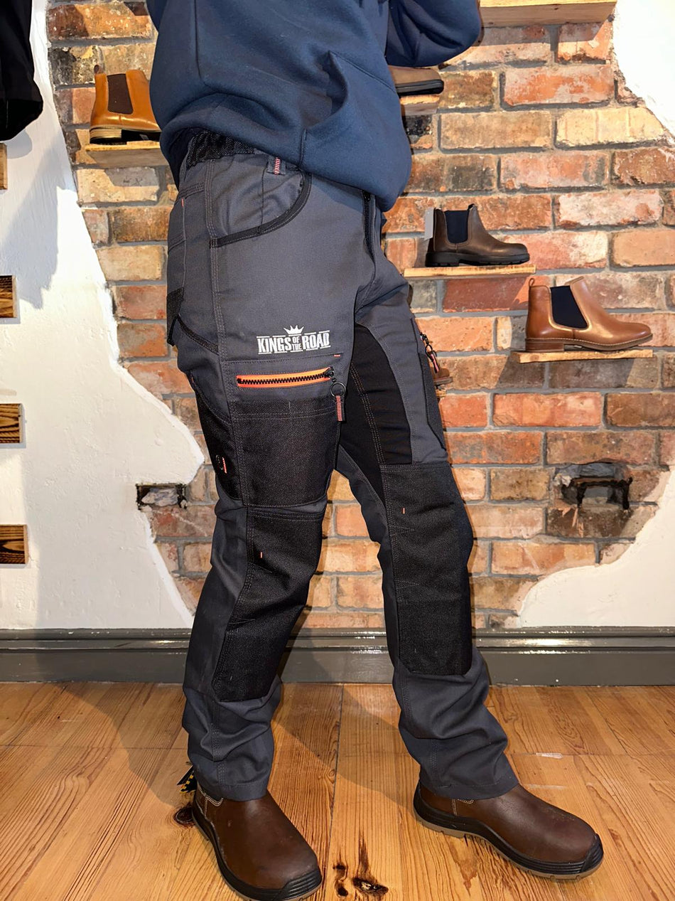 Ladies Work Trousers Charcoal/Black & Orange