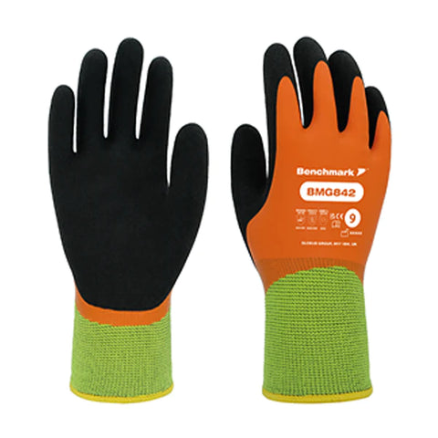 Benchmark Double Insulated Water-Repellent Latex Grip Thermal Work Safety Gloves