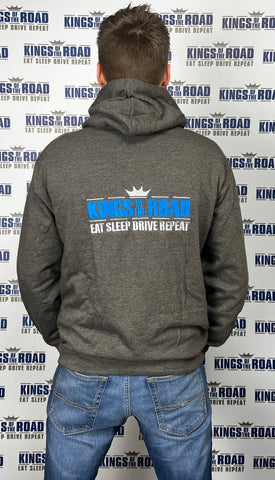Grey Hoodie Blue Kings Logo – thekingsoftheroad.com