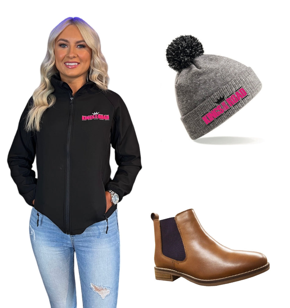Kings Ladies Soft Shell Jacket, Boots and Bobble Hat